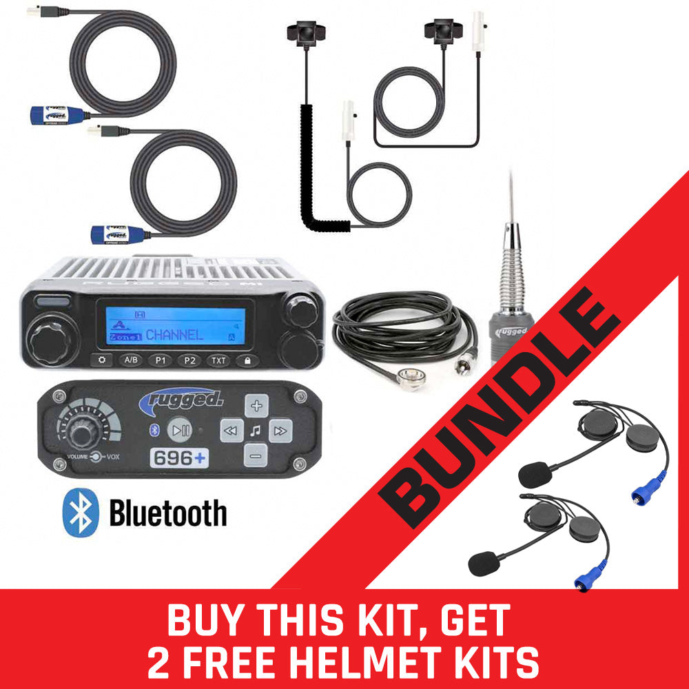 2 Person - BUILDER KIT with RRP696 PLUS Bluetooth Intercom and M1 Digital Rugged Radio - BUNDLE with 2 FREE Helmet Kits