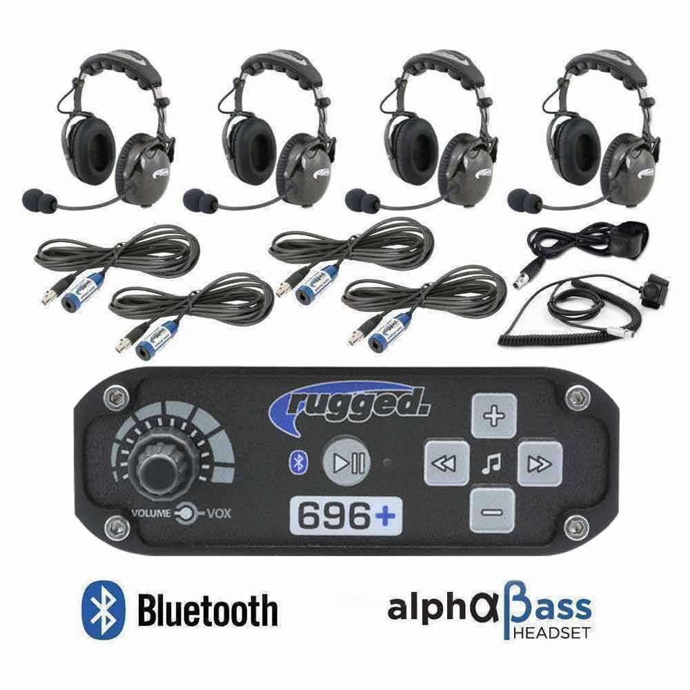 4 Person - RRP696 Bluetooth Intercom System with AlphaBass Headsets